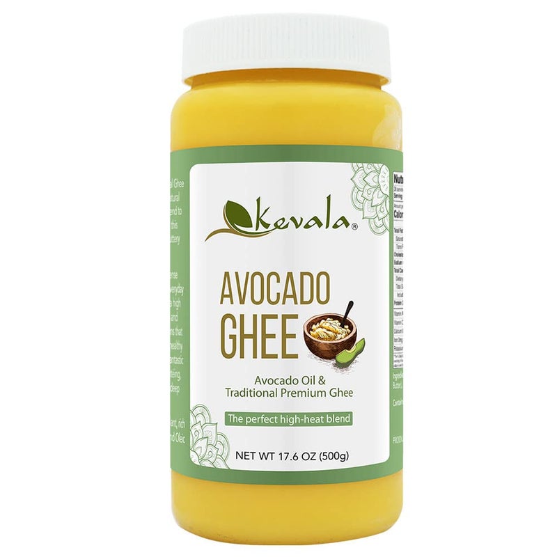 Kevala Avocado Ghee Blend - Ghee Butter - Avocado Oil - Spreadable Butter - Avocado Cooking Oil - Ghee Clarified Butter Unsalted - Cold Pressed Avocado Oil - 17.6 oz - 1.1 lb - Paleo - Casein Free - Gluten Free - Lactose Free - Image 1