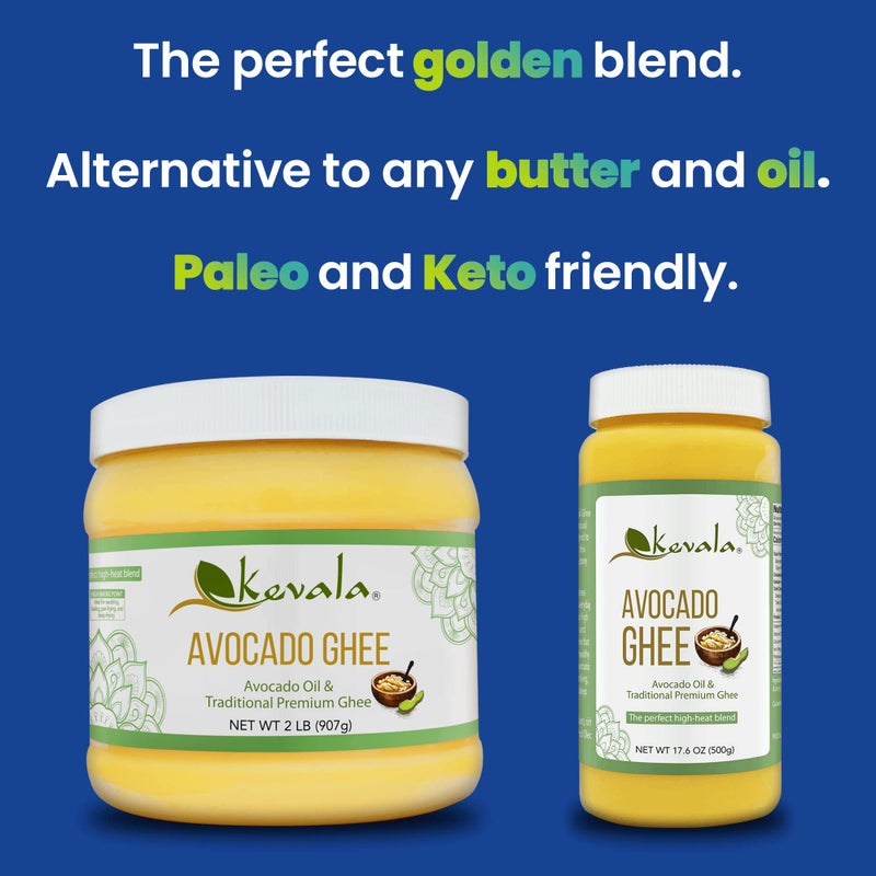 Kevala Avocado Ghee Blend - Ghee Butter - Avocado Oil - Spreadable Butter - Avocado Cooking Oil - Ghee Clarified Butter Unsalted - Cold Pressed Avocado Oil - 17.6 oz - 1.1 lb - Paleo - Casein Free - Gluten Free - Lactose Free - Image 5