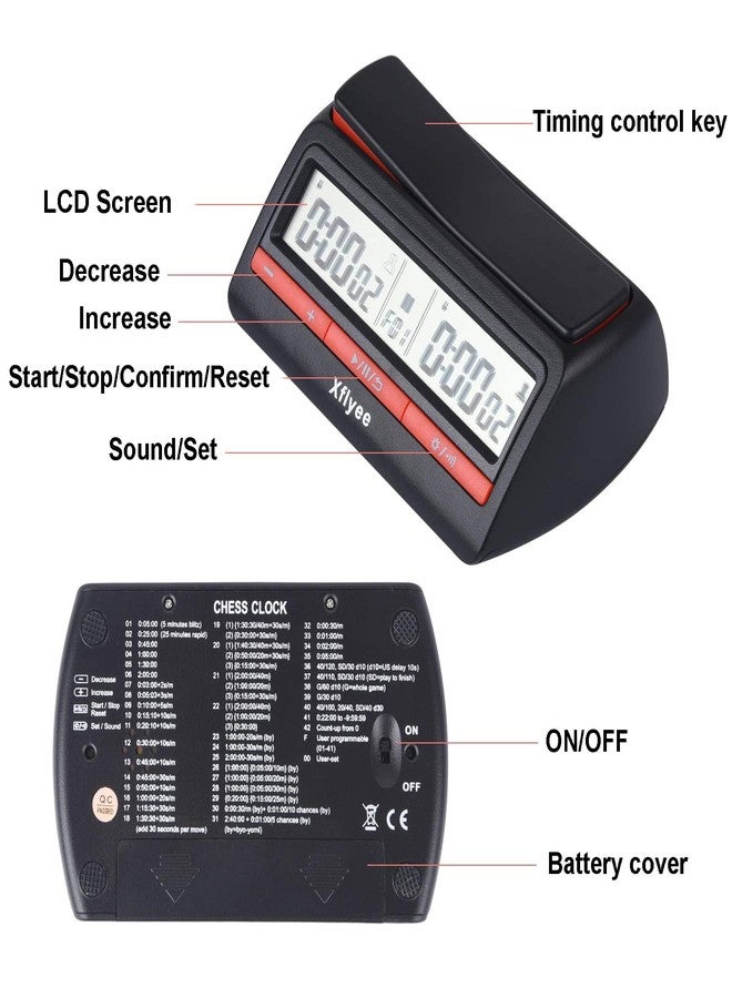 Xflyee [2023 New] Xflyee Chess Clock - Digital Chess Timer, Available for Portable Timer for Board Games and Chess with Bonus and Delayed Countdown Function - Image 3