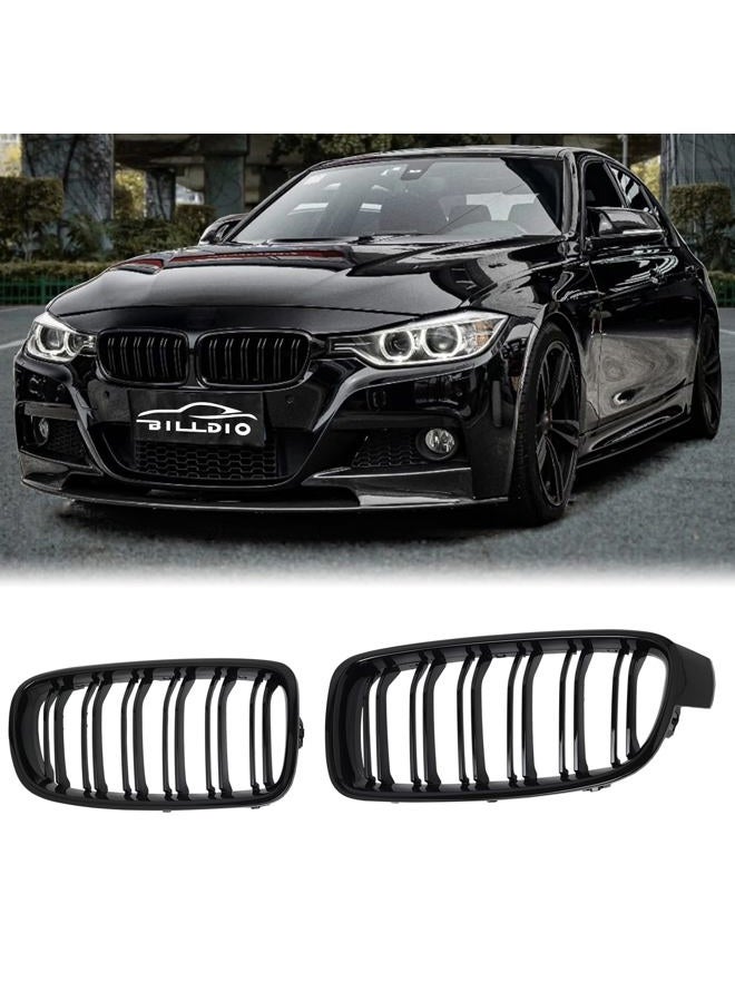 BILLDIO F30 Black Kidney Grille - Double Slats, Compatible with 2012-2018 BMW 3 Series F30 F31 - Image 1