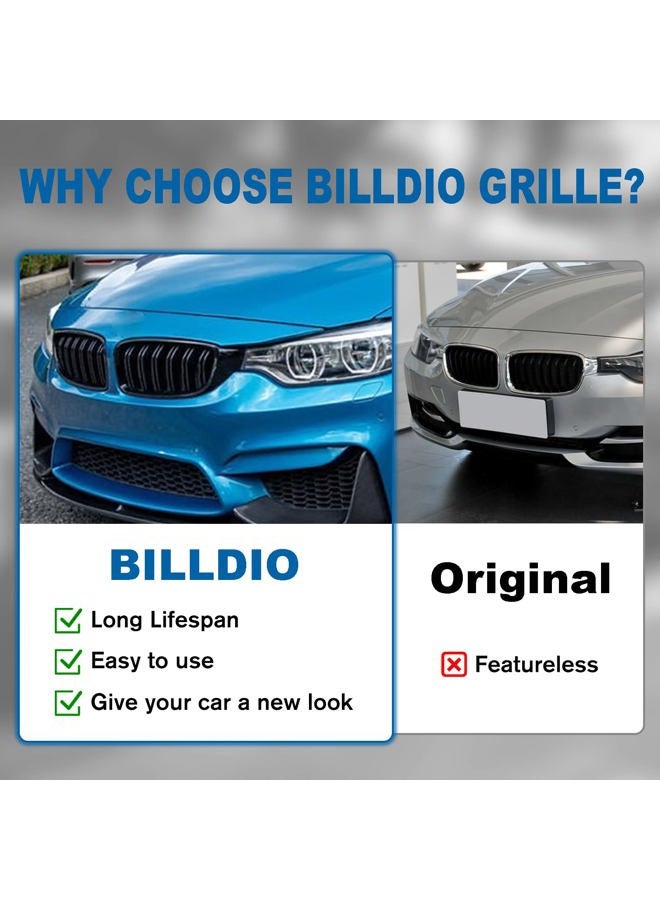 BILLDIO F30 Black Kidney Grille - Double Slats, Compatible with 2012-2018 BMW 3 Series F30 F31 - Image 5