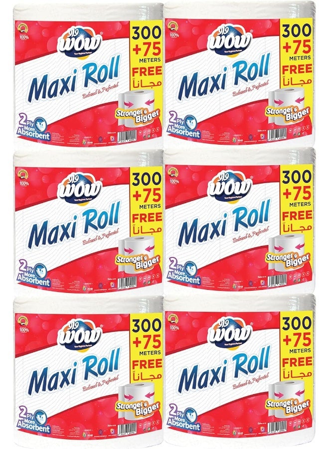 WOW مناديل ورقية ماكسي رول WOW مزدوجة الطبقة - 375 متر، عبوة من 6 - Image 1