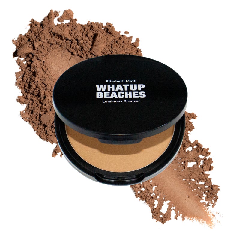 Elizabeth Mott Whatup Beaches Bronzer  Vegan  CrueltyFree Face Powder for Contouring Highlighting  Bronzing  Lightweight Blendable Formula for a SunKissed Glow  Luminous Glow Shade 10g