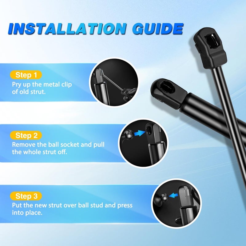 Nilight Hood Gas Struts Lift Supports 6489 for Hyundai Sonata 2011-2014 Spring Shocks 15 Inch, 2PCS Set Rod - Image 5