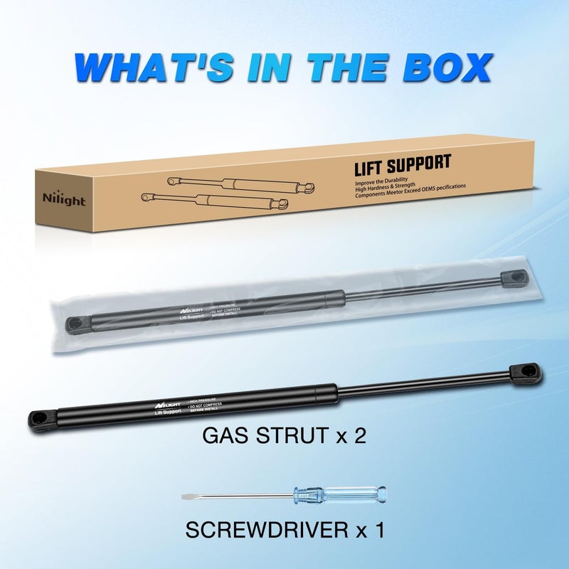 Nilight Hood Gas Struts Lift Supports 6489 for Hyundai Sonata 2011-2014 Spring Shocks 15 Inch, 2PCS Set Rod - Image 2