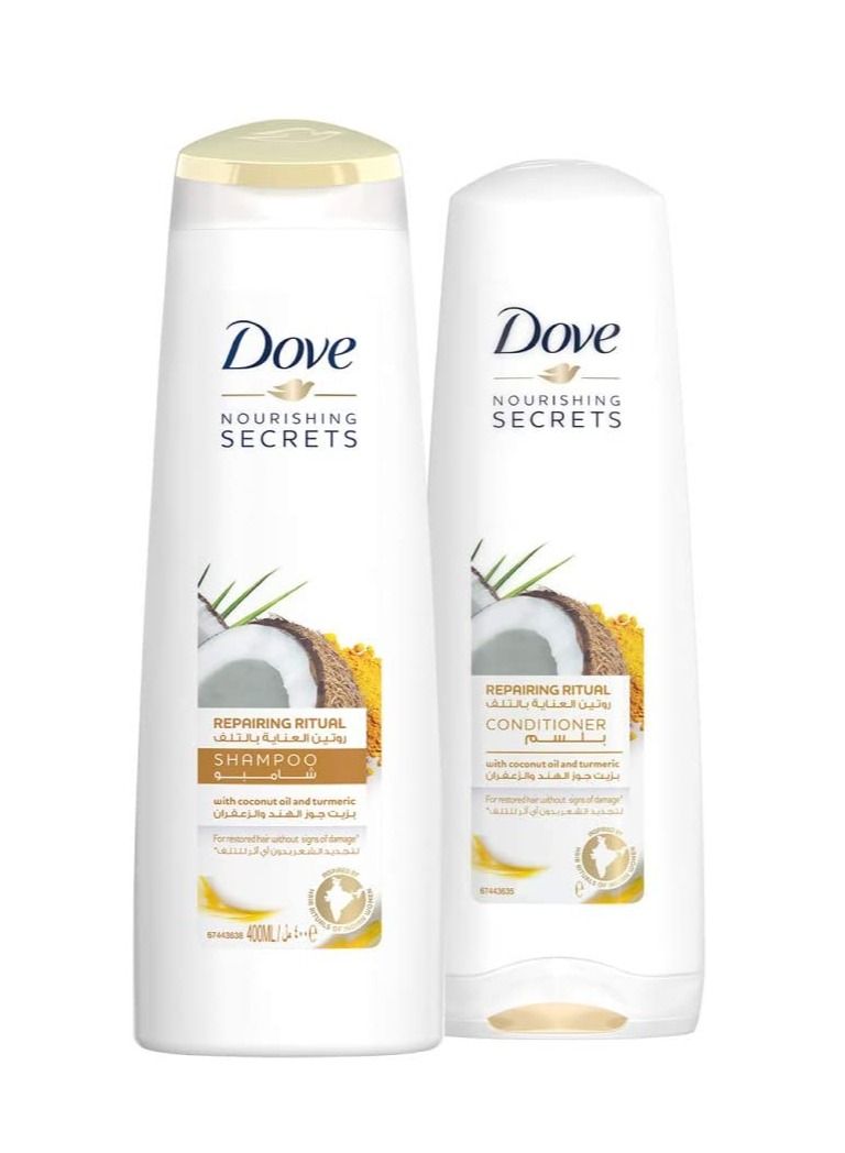 Dove Repairing Ritual Shampoo Coconut 400ml with Conditioner 320ml - Image 1