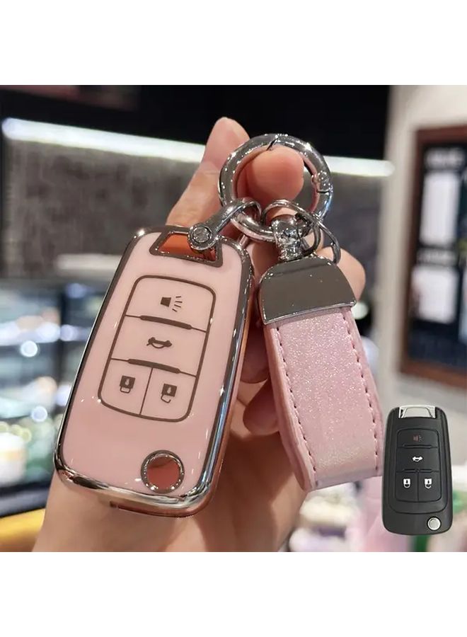 Purple Car Key Fob Cover with Cute Keychain for Multiple GM Models - Image 1