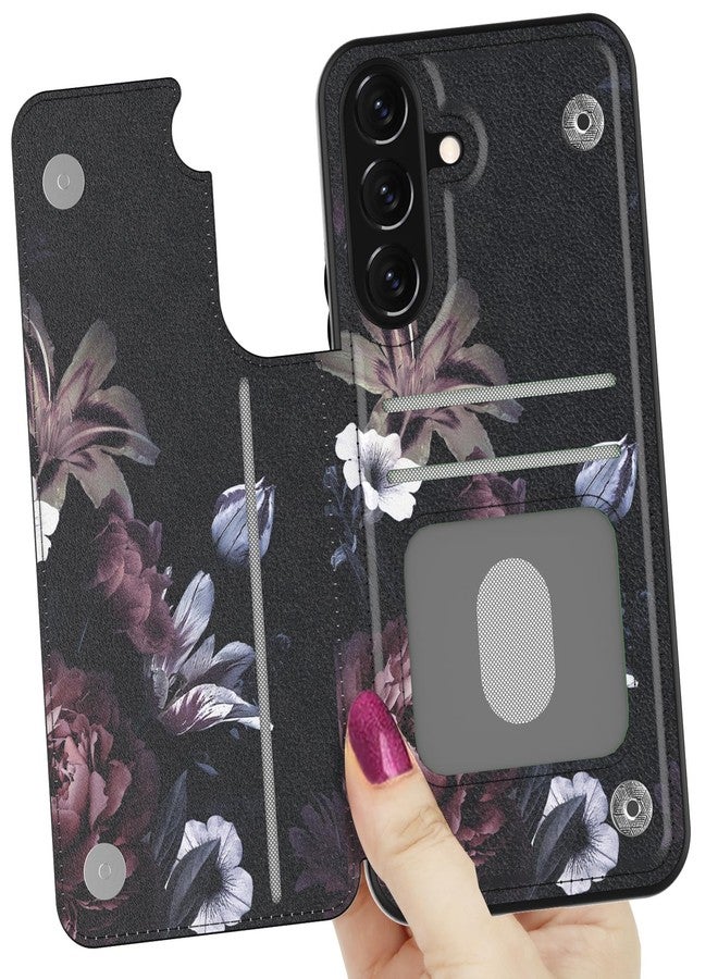 LETO for Samsung Galaxy A15 5G Wallet Case - Flip Folio Leather Kickstand - Credit Card Holder - Fashionable Flower Designs - Protective Phone Cover for Women and Girls - 6.5" - Wine RED Flowers - Image 2