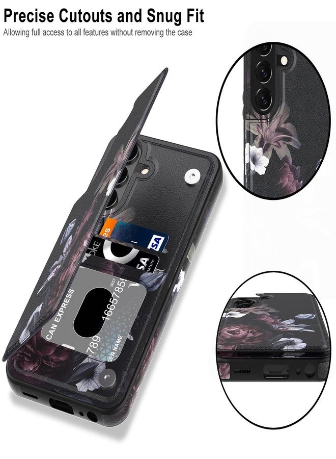 LETO for Samsung Galaxy A15 5G Wallet Case - Flip Folio Leather Kickstand - Credit Card Holder - Fashionable Flower Designs - Protective Phone Cover for Women and Girls - 6.5" - Wine RED Flowers - Image 3