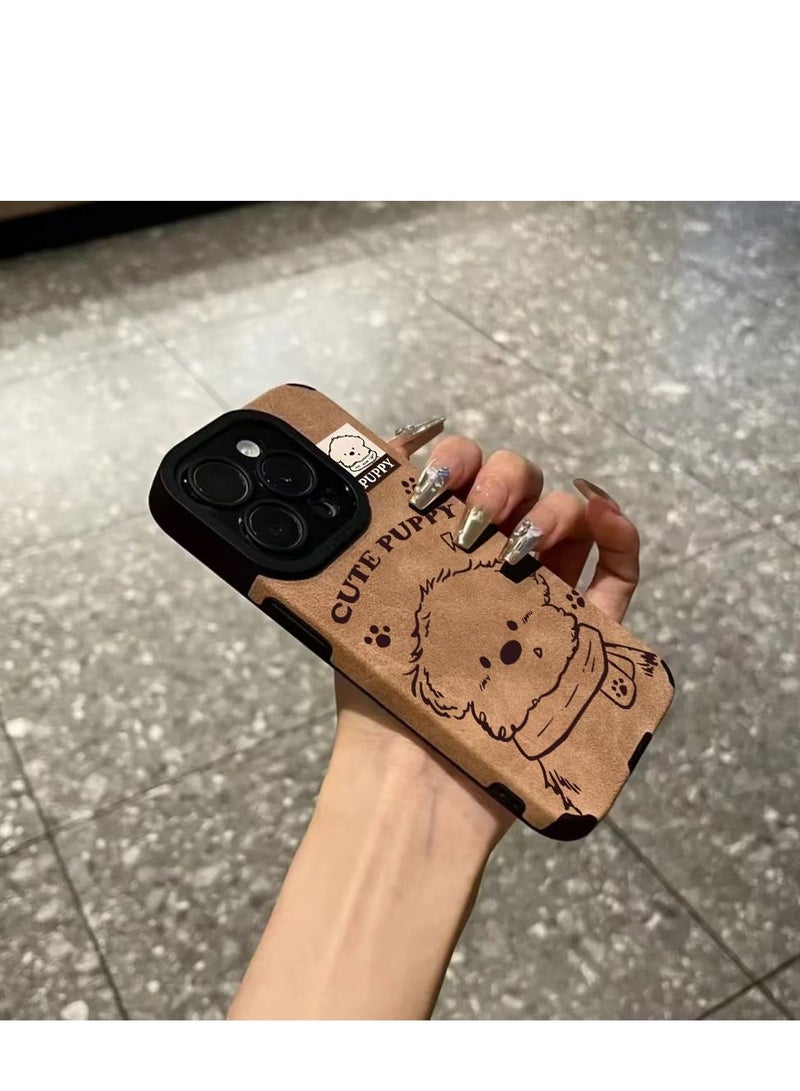 NIBEMINENT Scarf Puppy Protective TPU Case Cover For IPhone 14 Pro Max, Khaki