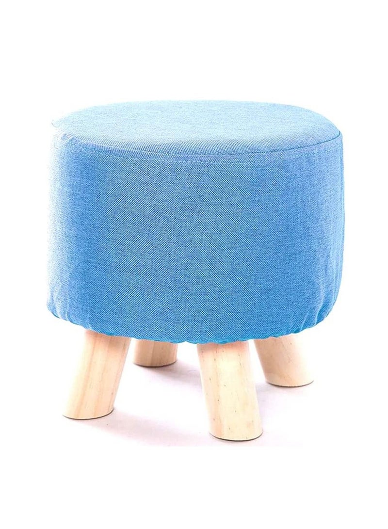 Generic FFD Round Ottoman Stool Footstool Upholstered Puffe Footrest Chair Shoe Change Chair Removable Linen Cover Design For Body Support Durable Comfortable Footstool Pouffes Chair  - Image 2