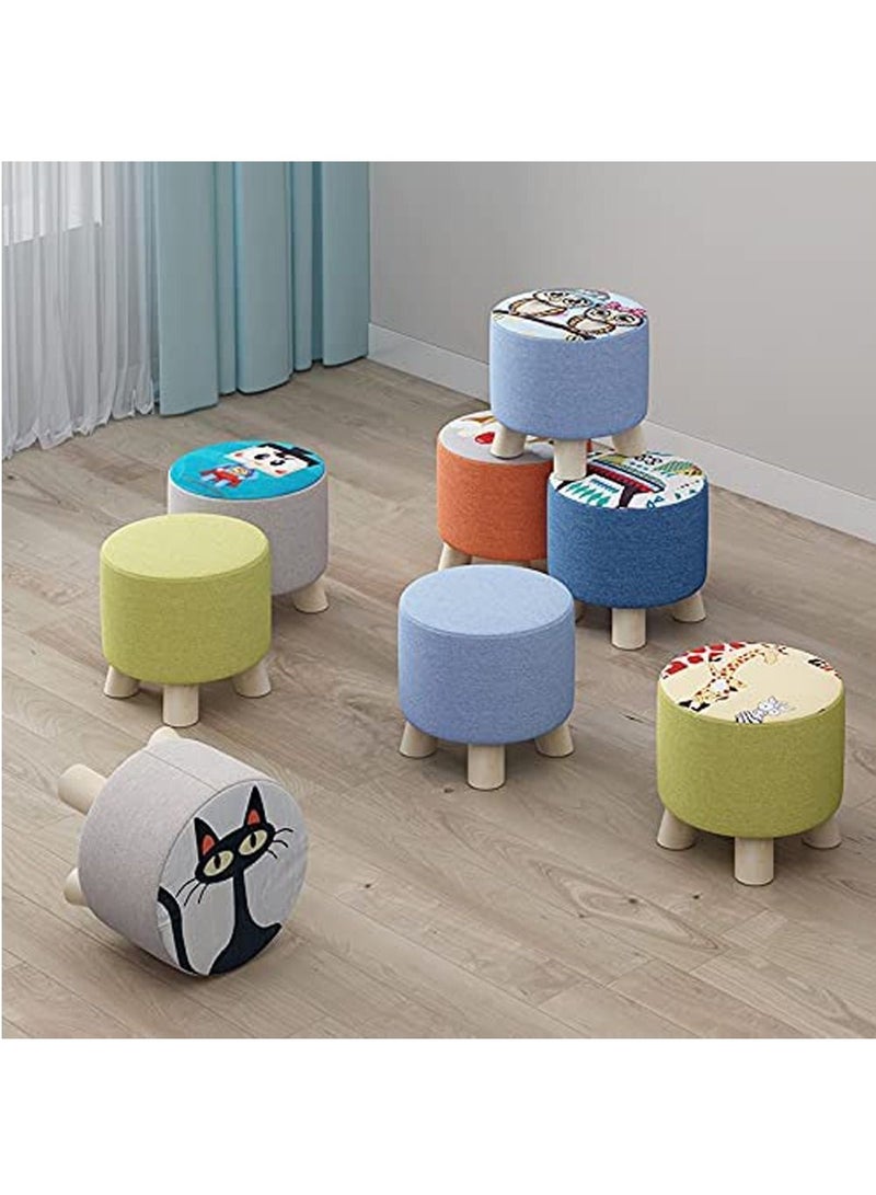 Generic FFD Round Ottoman Stool Footstool Upholstered Puffe Footrest Chair Shoe Change Chair Removable Linen Cover Design For Body Support Durable Comfortable Footstool Pouffes Chair  - Image 3
