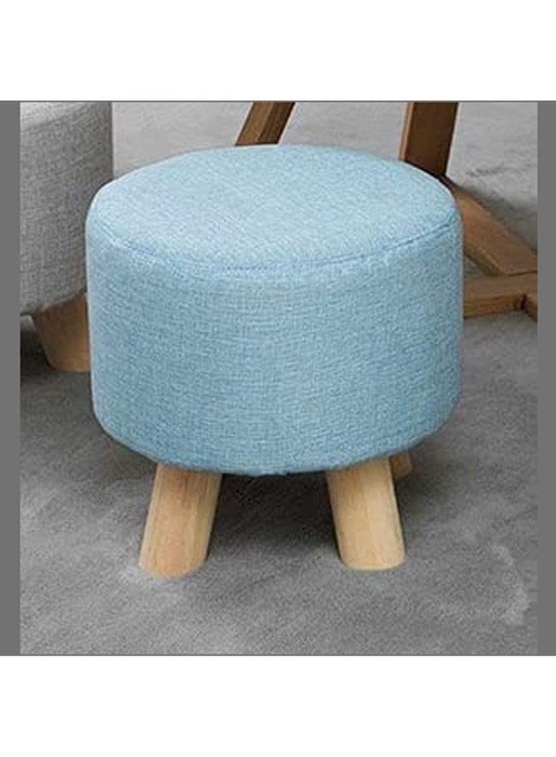Generic FFD Round Ottoman Stool Footstool Upholstered Puffe Footrest Chair Shoe Change Chair Removable Linen Cover Design For Body Support Durable Comfortable Footstool Pouffes Chair  - Image 1