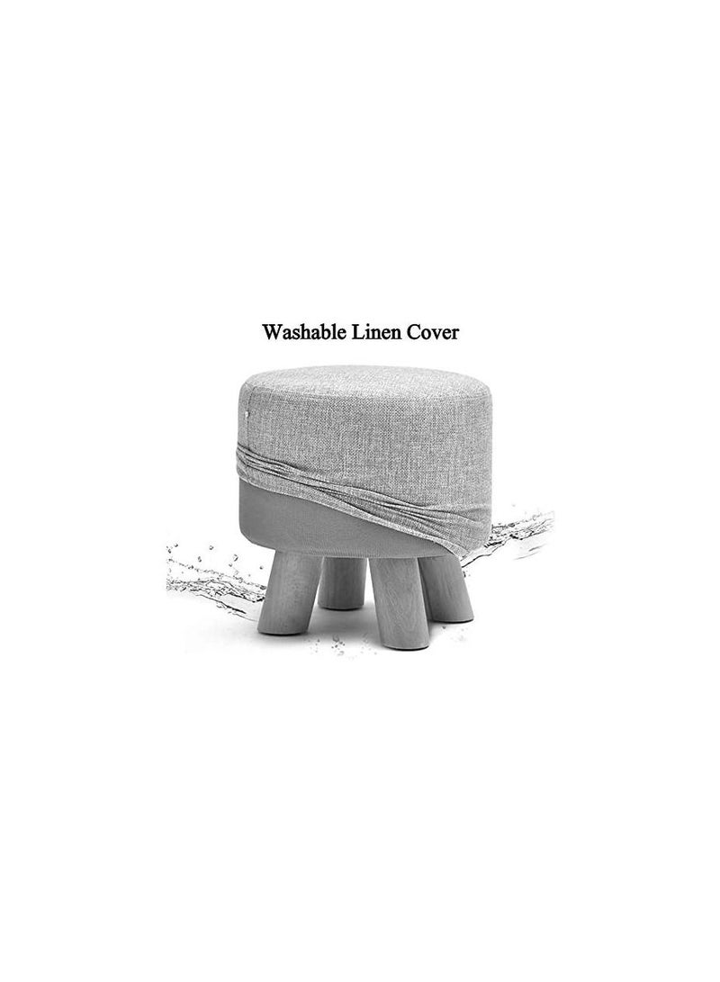 Generic FFD Round Ottoman Stool Footstool Upholstered Puffe Footrest Chair Shoe Change Chair Removable Linen Cover Design For Body Support Durable Comfortable Footstool Pouffes Chair  - Image 4