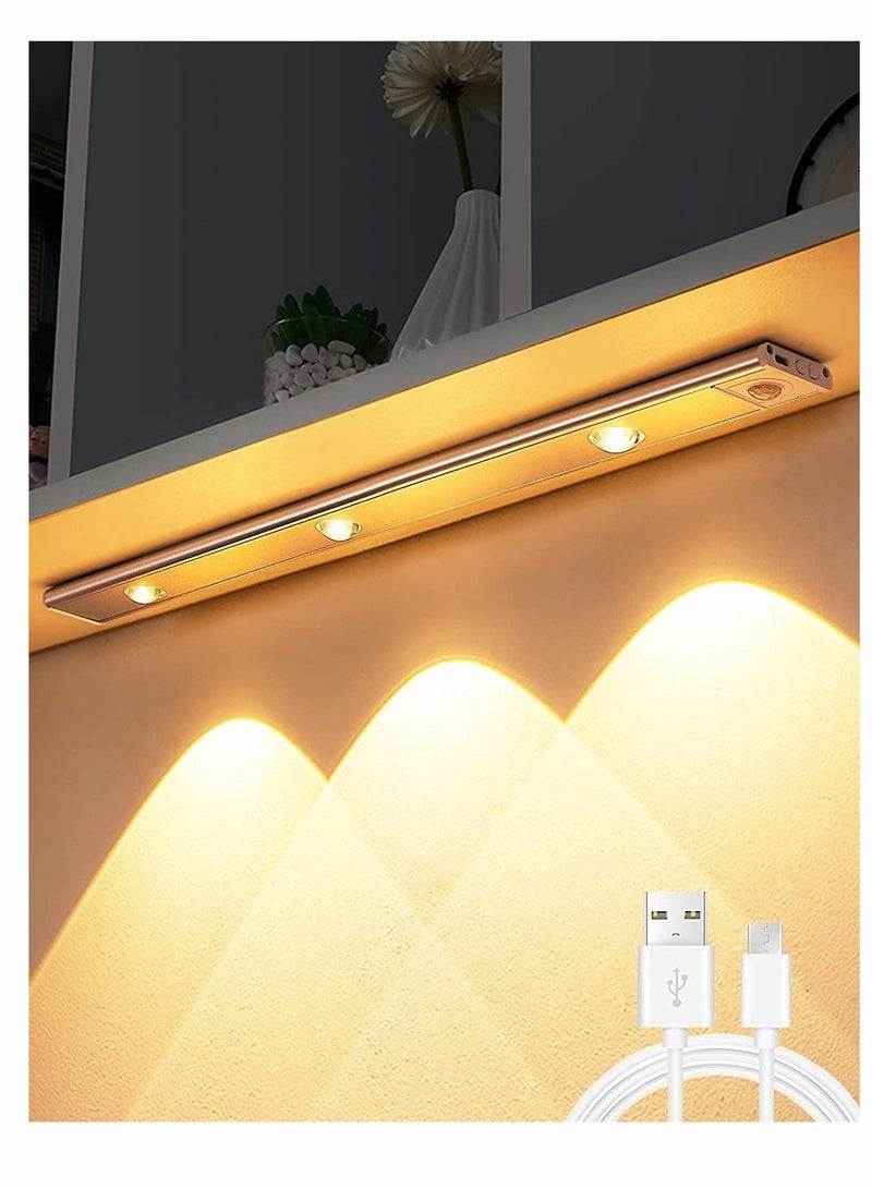 Captaintech Under Cabinet Lights LED Under Cabinet Wireless Lights Closet Lights with Motion Sensor USB Rechargeable Cat Eye Hill Corrugated Night Lights for Indoor Kitchen Closet Stairway (White 15.75in 40cm) - Image 1