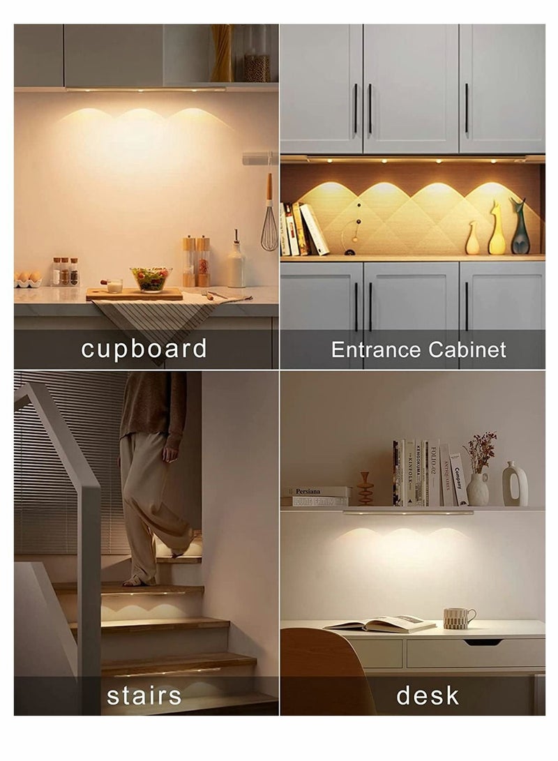 Captaintech Under Cabinet Lights LED Under Cabinet Wireless Lights Closet Lights with Motion Sensor USB Rechargeable Cat Eye Hill Corrugated Night Lights for Indoor Kitchen Closet Stairway (White 15.75in 40cm) - Image 3