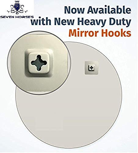 SEVEN HORSES Glass 24 Inch Round Frameless Bevelled Wall Mirror (Round 24 Inch,Framed, White) - Image 2