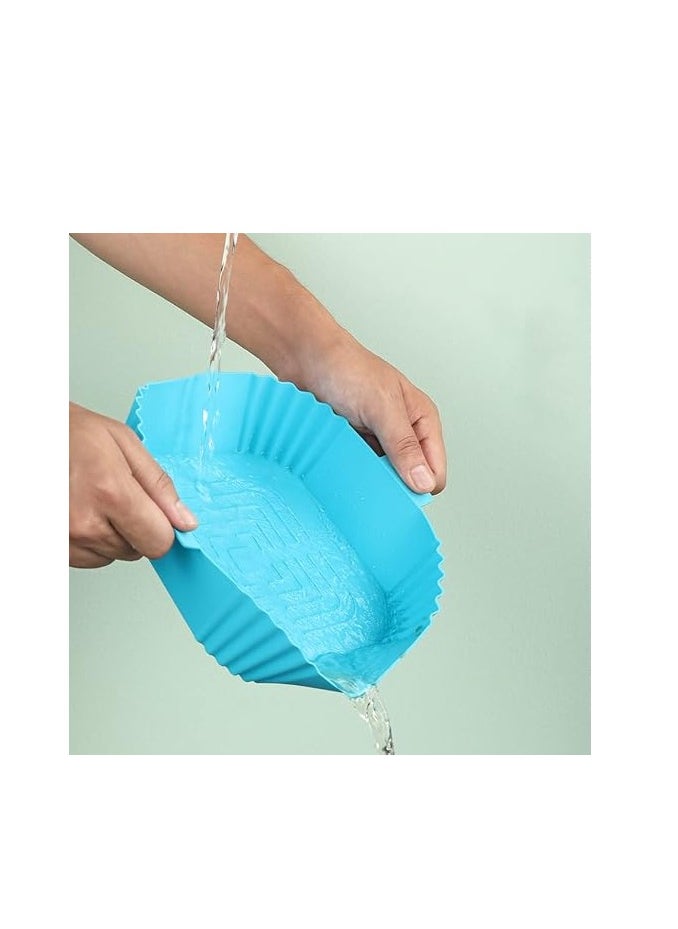 Silicone Air Fryer Liners Square Oven Liners Food Safe Reusable Baking Pans Alternative to Flammable Parchment Paper Multicolor