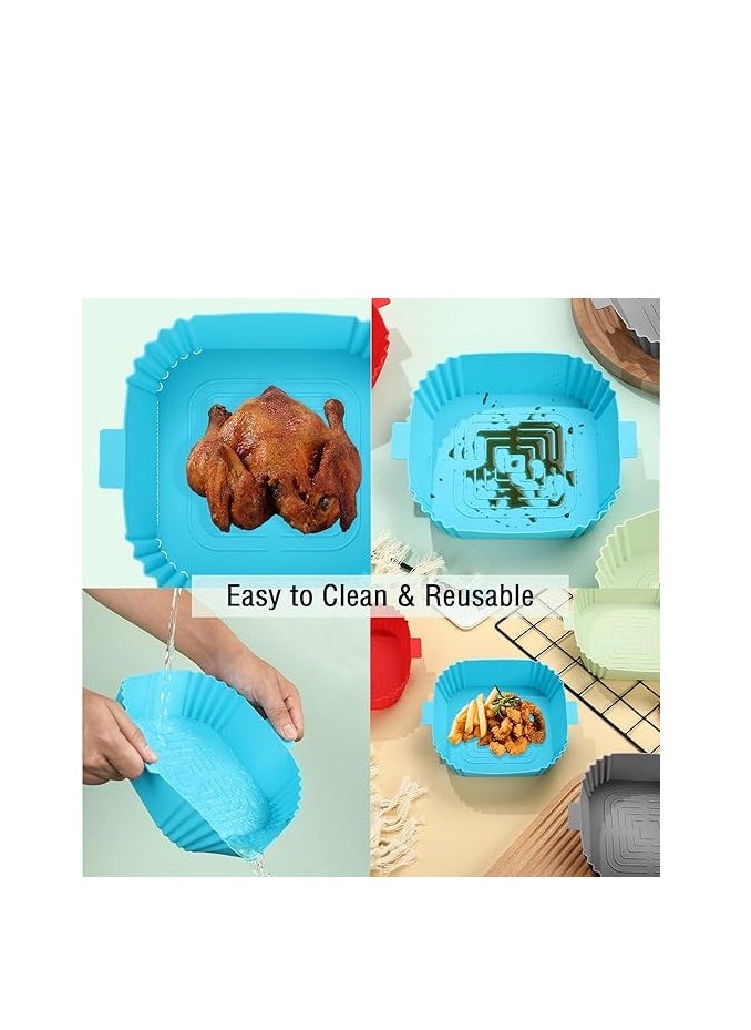 Silicone Air Fryer Liners Square Oven Liners Food Safe Reusable Baking Pans Alternative to Flammable Parchment Paper Multicolor