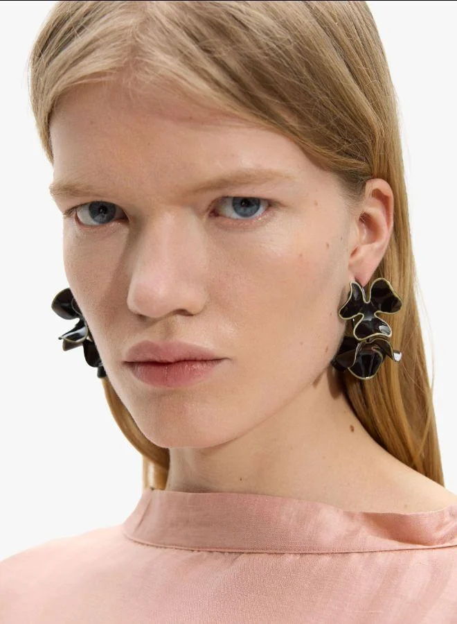 بارفوا أقراط دائرية مع زهور مطلية بالمينا متعددة الألوان