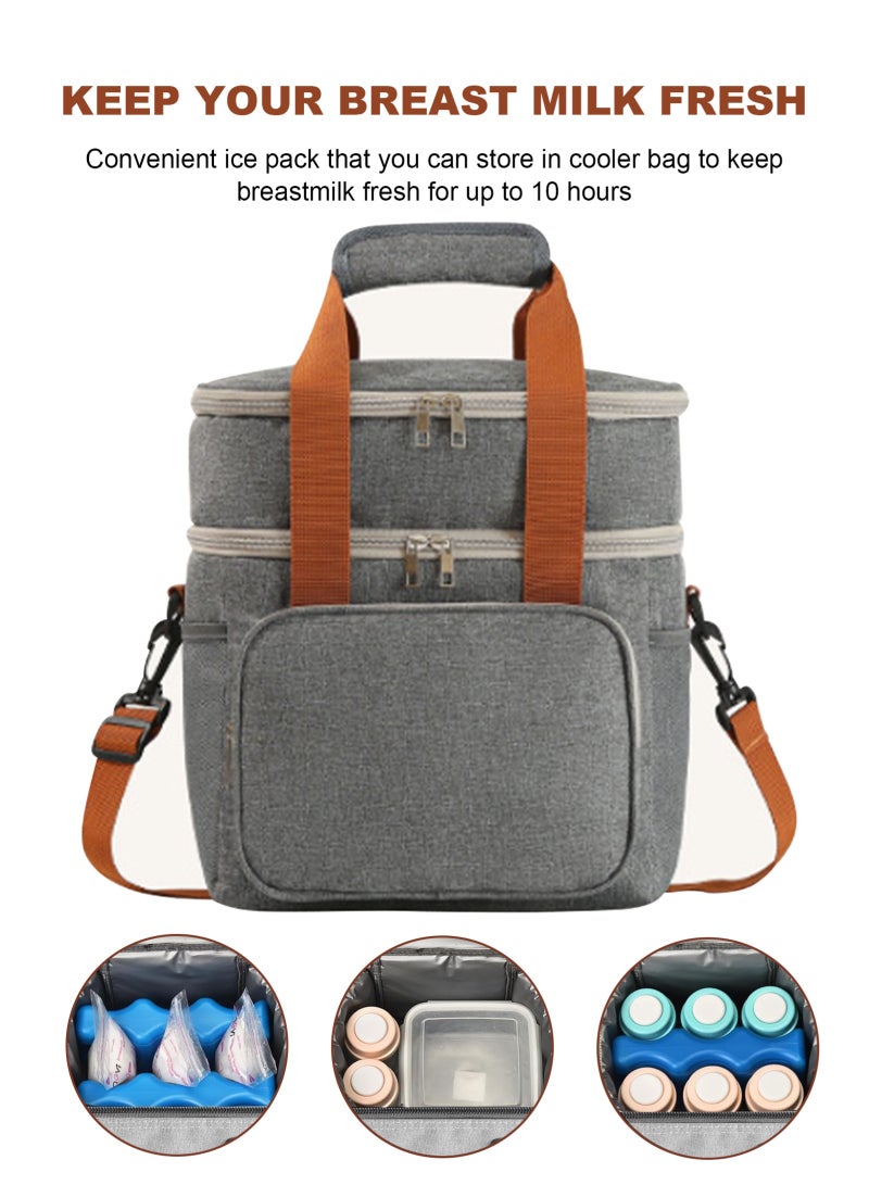 URbazaar Breastmilk Cooler Bag with Ice Pack Fits 6 Baby Bottles Up to 9 Ounce, Insulated Baby Bottle Tote Bags, Double Layer Waterproof Leak-Proof with Shoulder Strap for Nursing &Working Mom  - Image 3