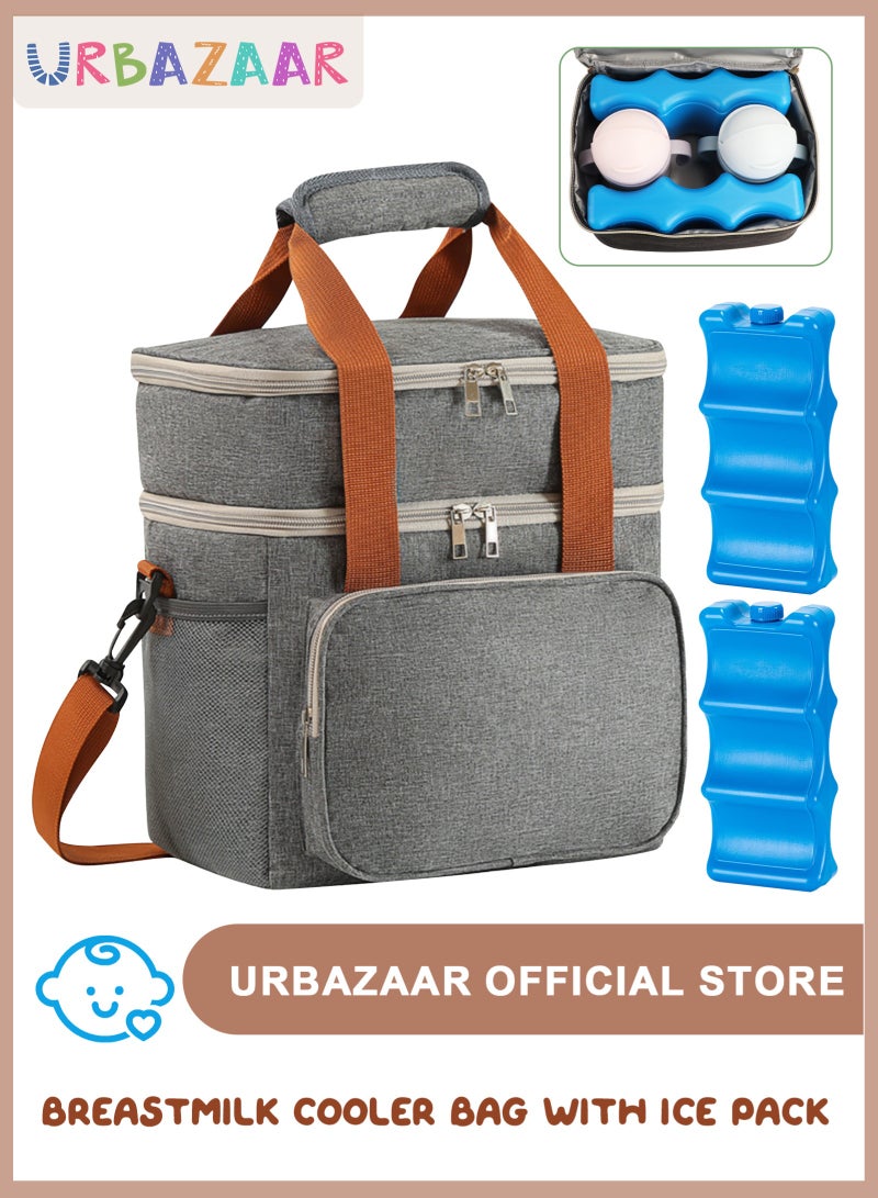 URbazaar Breastmilk Cooler Bag with Ice Pack Fits 6 Baby Bottles Up to 9 Ounce, Insulated Baby Bottle Tote Bags, Double Layer Waterproof Leak-Proof with Shoulder Strap for Nursing &Working Mom  - Image 1
