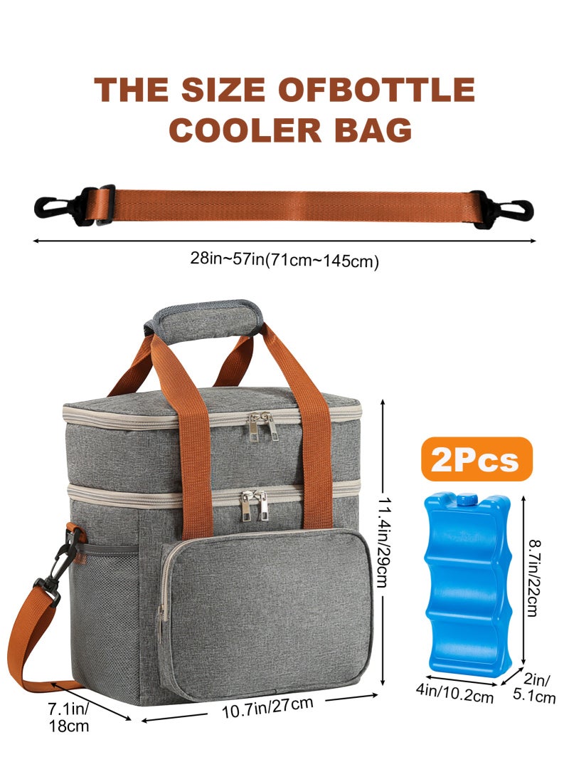 URbazaar Breastmilk Cooler Bag with Ice Pack Fits 6 Baby Bottles Up to 9 Ounce, Insulated Baby Bottle Tote Bags, Double Layer Waterproof Leak-Proof with Shoulder Strap for Nursing &Working Mom  - Image 2