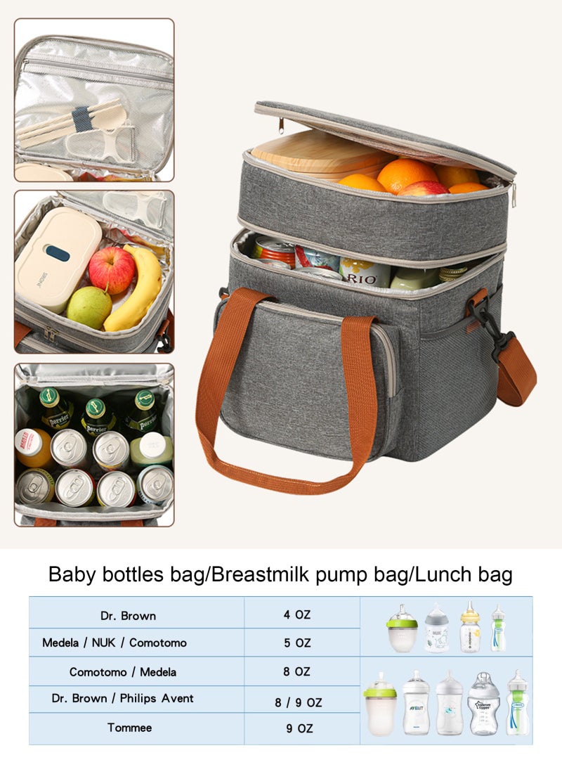 URbazaar Breastmilk Cooler Bag with Ice Pack Fits 6 Baby Bottles Up to 9 Ounce, Insulated Baby Bottle Tote Bags, Double Layer Waterproof Leak-Proof with Shoulder Strap for Nursing &Working Mom  - Image 5