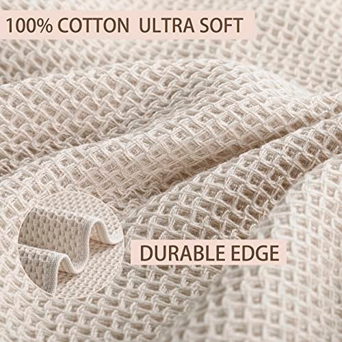 joybest Cotton Kitchen Dish Cloths, 8-Pack Waffle Weave Ultra Soft Absorbent Dish Towels Washcloths Quick Drying Dish Rags, 12x12 Inches, Beige - Image 2
