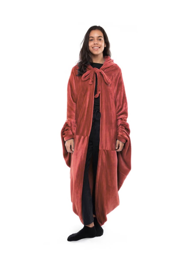 Blanket Cape/Hoodie (Fleece) red 160x180cm - Image 2