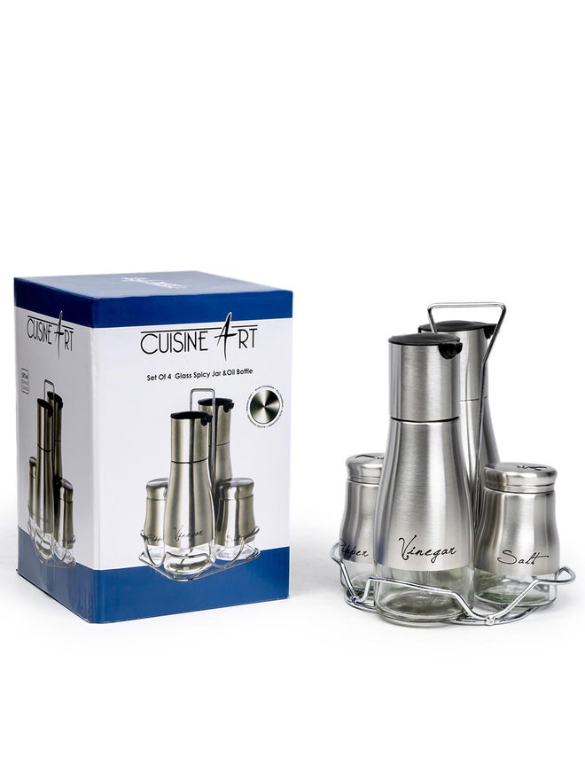 Cuisine Art Set of 4 - Glass Spice Jars & Oil Bottle - Image 2