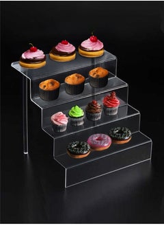 Toshionics 4 Step Acrylic Display Riser Stand for Pastries Cupcake Nail Polish Cosmetics Perfumes Jewelries Toys Small Collectibles Action Figures Organizer Showcase Shelf Decoration Home Display Kitchen Organizer Riser Stand for Food Party Function Banquet Shop Malls Boutique and More  - Image 3