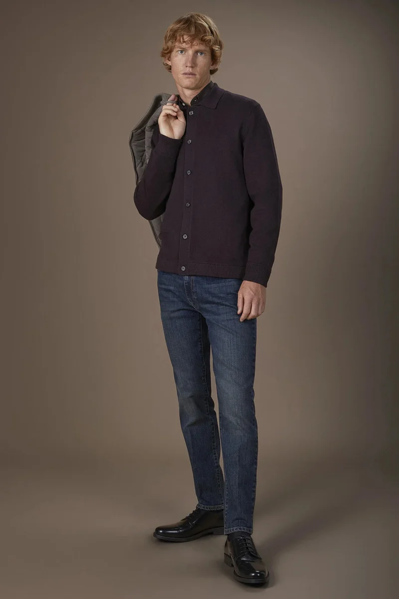 Doppelganger Men's regular fit hoodie in a wool blend - Bordeaux
