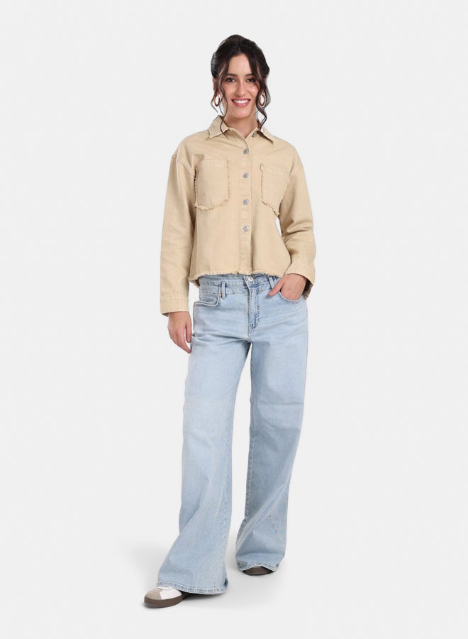 Clue Beige Denim Jacket  - Image 5