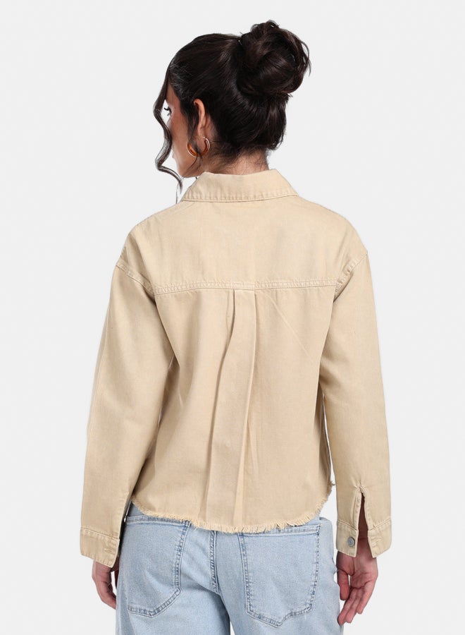Clue Beige Denim Jacket  - Image 3