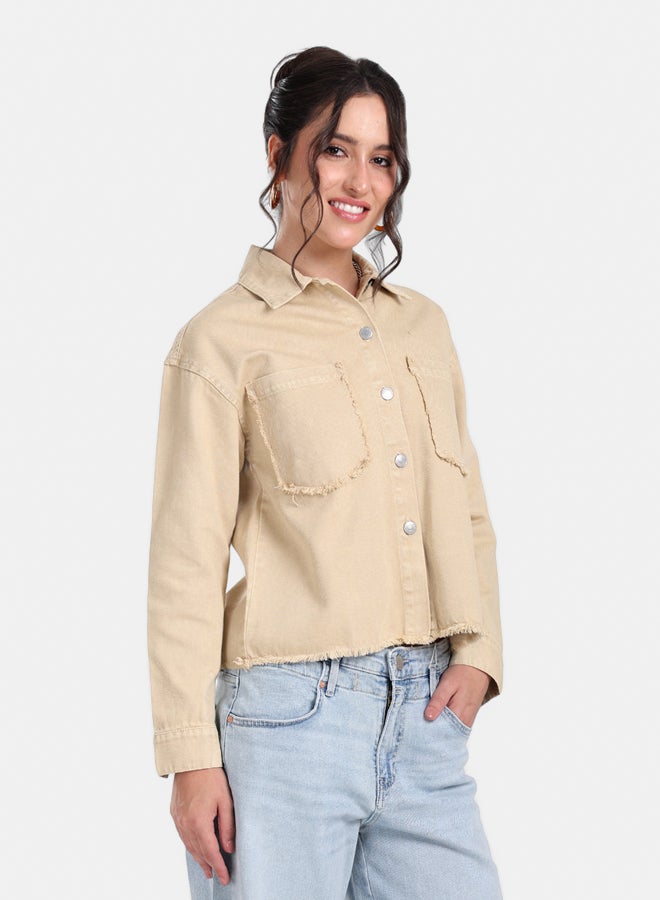 Clue Beige Denim Jacket  - Image 2
