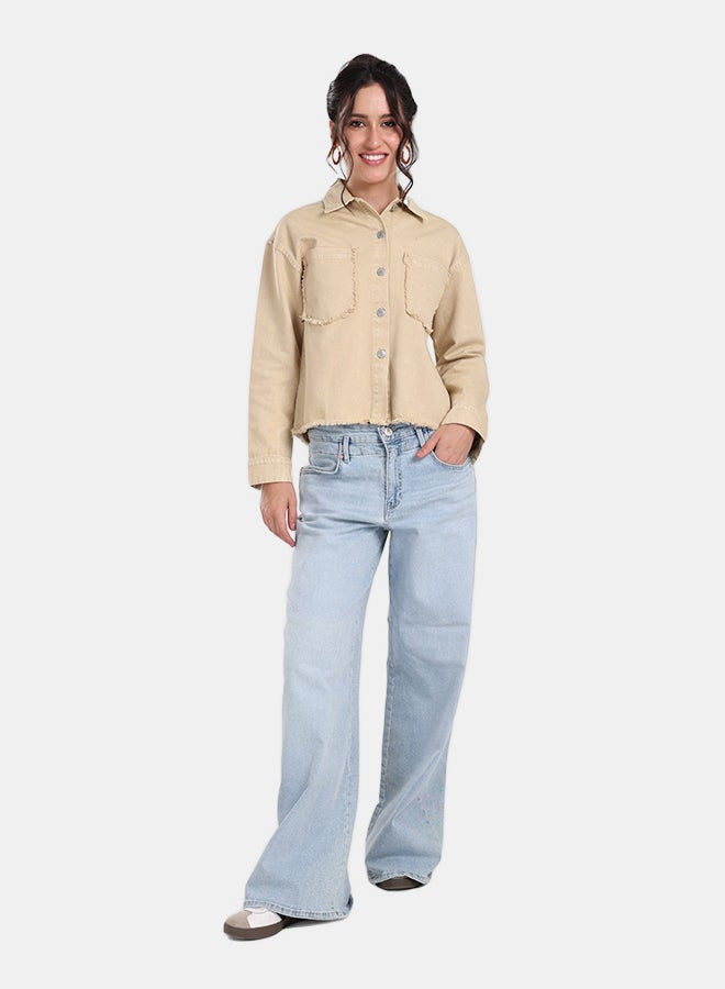 Clue Beige Denim Jacket - Image 5