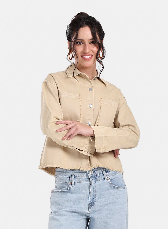 Clue Beige Denim Jacket - Image 1