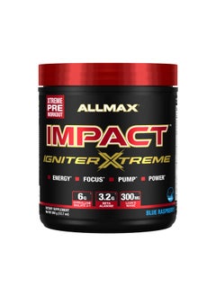 AllMax Nutrition ALLMAX Nutrition - Impact Igniter Extreme Pre Workout Powder - with Citrulline Malate, Beta - Alanine, Caffeine, Taurine, and, Betaine anhydrous (Blue Raspberry)  - Image 1