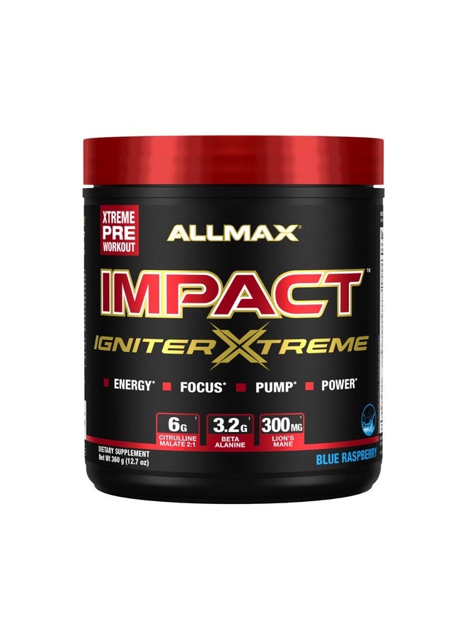 أولماكس نيوتريشن ALLMAX Nutrition - مسحوق Impact Igniter Extreme قبل التمرين - مع مالات السيترولين وبيتا ألانين والكافيين والتورين والبيتين اللامائي (التوت الأزرق)  - Image 1