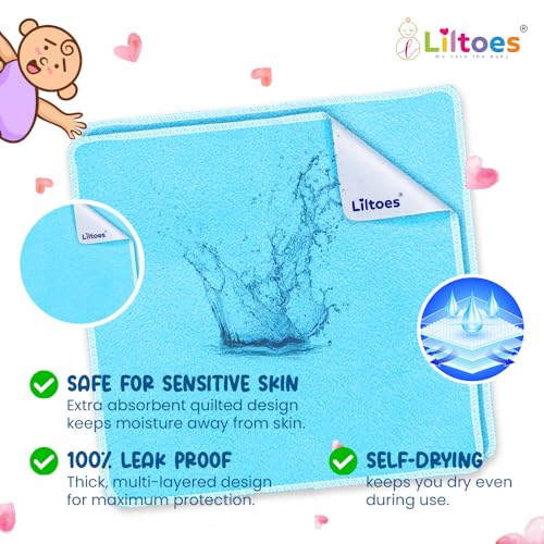 LILTOES Waterproof Quick Dry Sheet for Baby-Anti-Pilling Fleece, Extra Absorbent, Washable Mattress Protector-Large Size,100x140 cm, Aqua Blue-Baby Bed Protector for Toddlers and Children (Large Pk 2) - Image 5