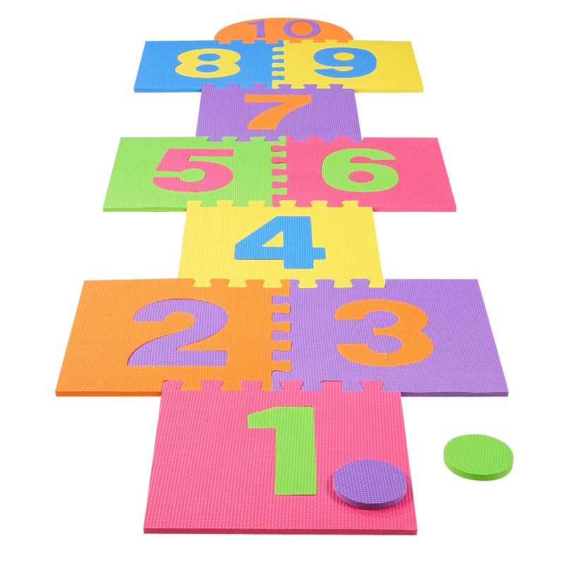 Liberty imports Hopscotch Playmat Foam Interlocking Puzzle Floor Mat - 10 Large Number Tiles (12" by 12" Square Blocks) - Image 1