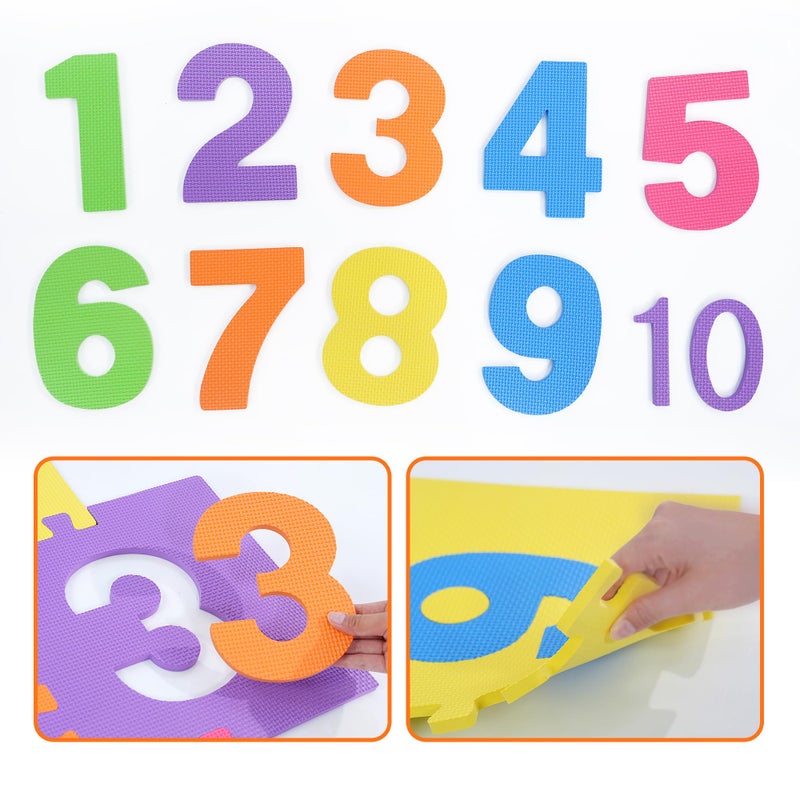 Liberty imports Hopscotch Playmat Foam Interlocking Puzzle Floor Mat - 10 Large Number Tiles (12" by 12" Square Blocks) - Image 4