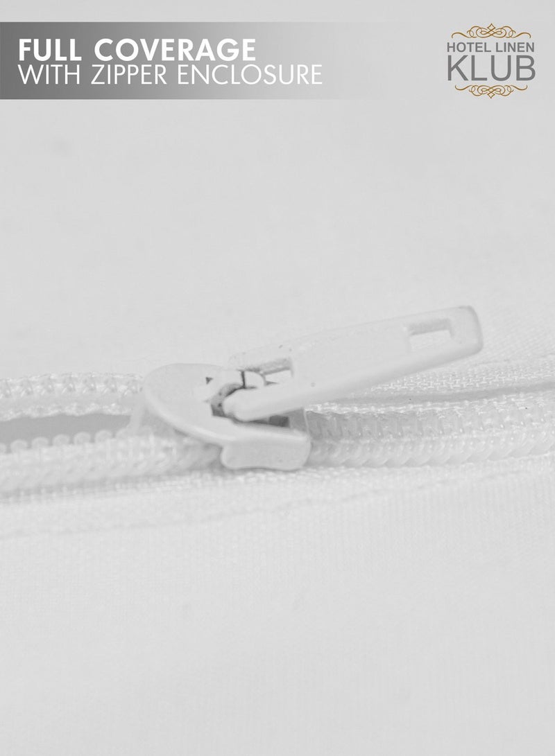 هوتيل لينين كلوب غطاء مرتبة فندق لينين كلوب (غطاء مرتبة) قطعة واحدة مقاوم للماء بسحاب قفل ميكروفايبر 110 جرام نسيج ناعم للغاية بحجم كينغ 180 × 200 + 30 سم - Image 4