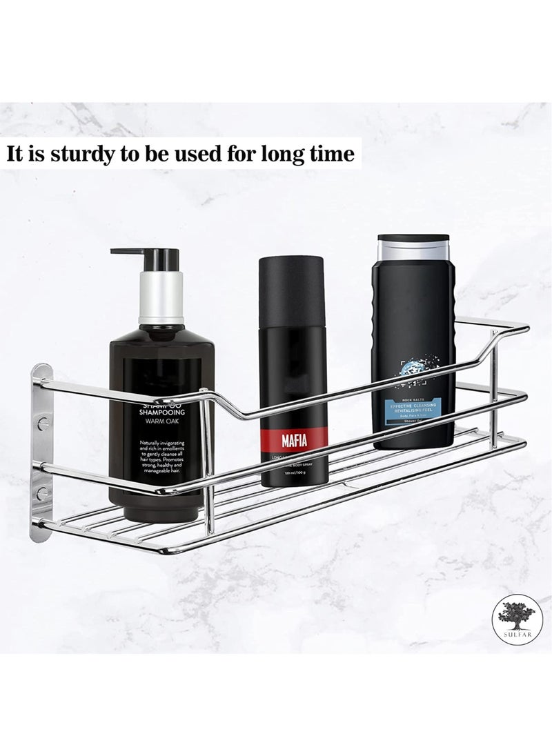 sulfar Anti Rust Stainless Steel Multipurpose Wire Shelf 14 Inch Bathroom Rack Perfume Rack Shampoo Rack Store Rack for Bathroom and Kitchen (14x4x4 inch) Silver  - Image 3