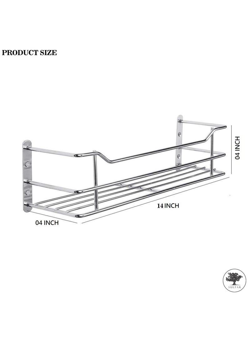 sulfar Anti Rust Stainless Steel Multipurpose Wire Shelf 14 Inch Bathroom Rack Perfume Rack Shampoo Rack Store Rack for Bathroom and Kitchen (14x4x4 inch) Silver  - Image 2