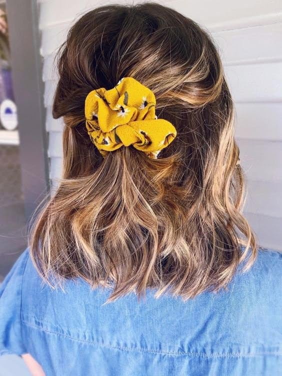 Generic Pack of 12Pcs Printed Scrunchies Hair Rubber Band Print Rubber Bands Multicolor Scrunchie Ponytail Holders Hair Ties For Women Girls Ladies Hair Accessories  - Image 4