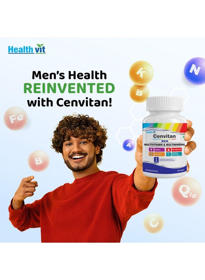 HealthVit حبوب متعددة الفيتامينات Healthvit Cenvitan للرجال | متعددة الفيتامينات للرجال مع 24 عنصر غذائي | أفضل حبوب متعددة الفيتامينات مع الفيتامينات والمعادن للطاقة، والقدرة، والمناعة، والصحة | 60 حبة | 1 عبوة - Image 4