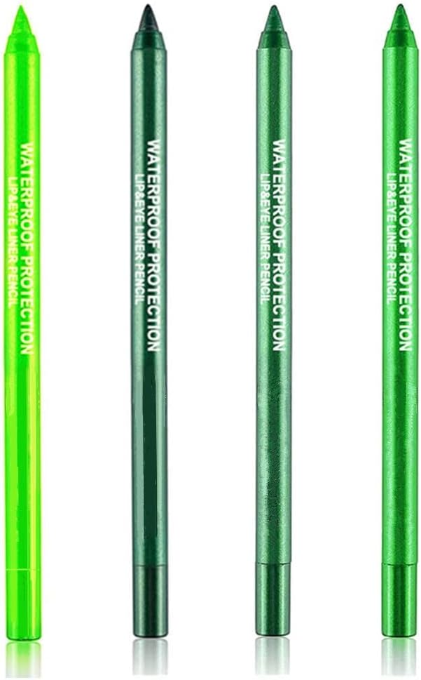 Mysense 4 Colors Green Eyeshadow Pencil SetMetallic Eyeliner Pencil Kit MatteShimmer Eyeshadow Stick Long Lasting Professional Eye Makeup Colorful Eye Liner for Women