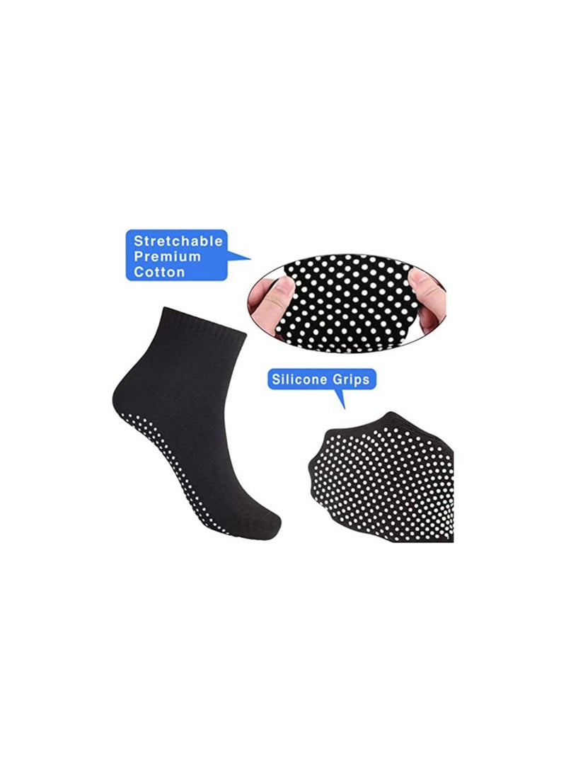 DeloPik Non Slip Skid Socks Anti Slip Sock for women and men, Grip Socks for Yoga Home Barre Pilates Hospital Workout (4 PAIR)  - Image 4